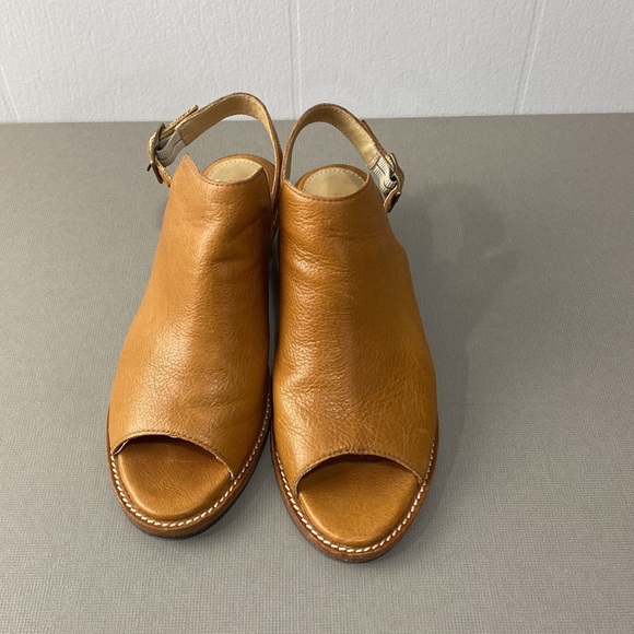 Patina leather bohemian open toed shoes/sandals/low heels - Picture 9 of 11